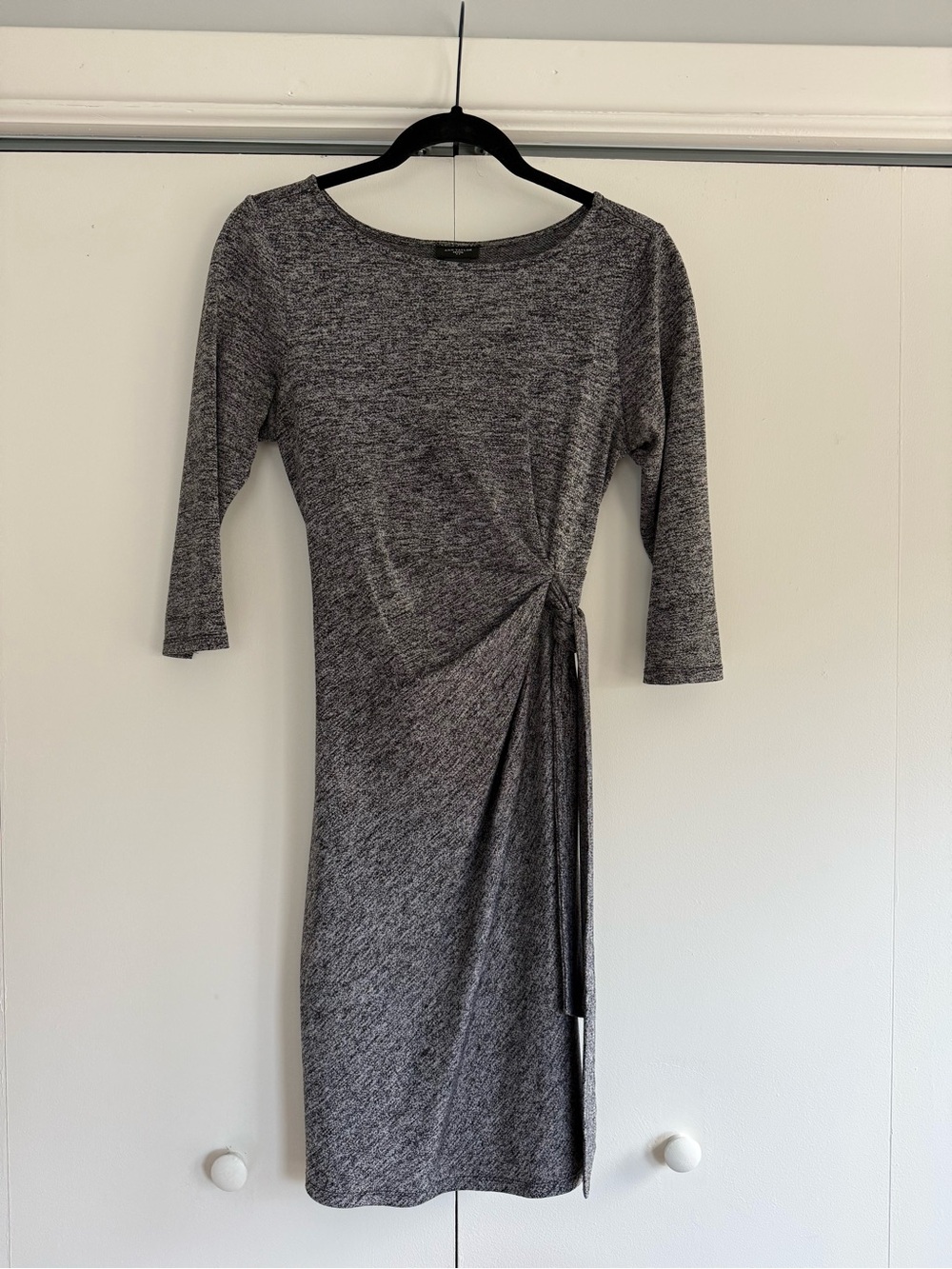 Ann Taylor Petite Gray Knit Dress Side Tie SP Work Wear